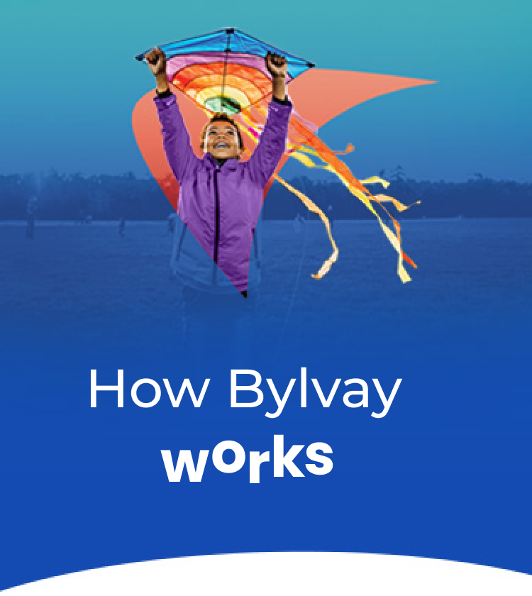 How Bylvay is thought to work for Alagille syndrome. Picture of child flying a kite.