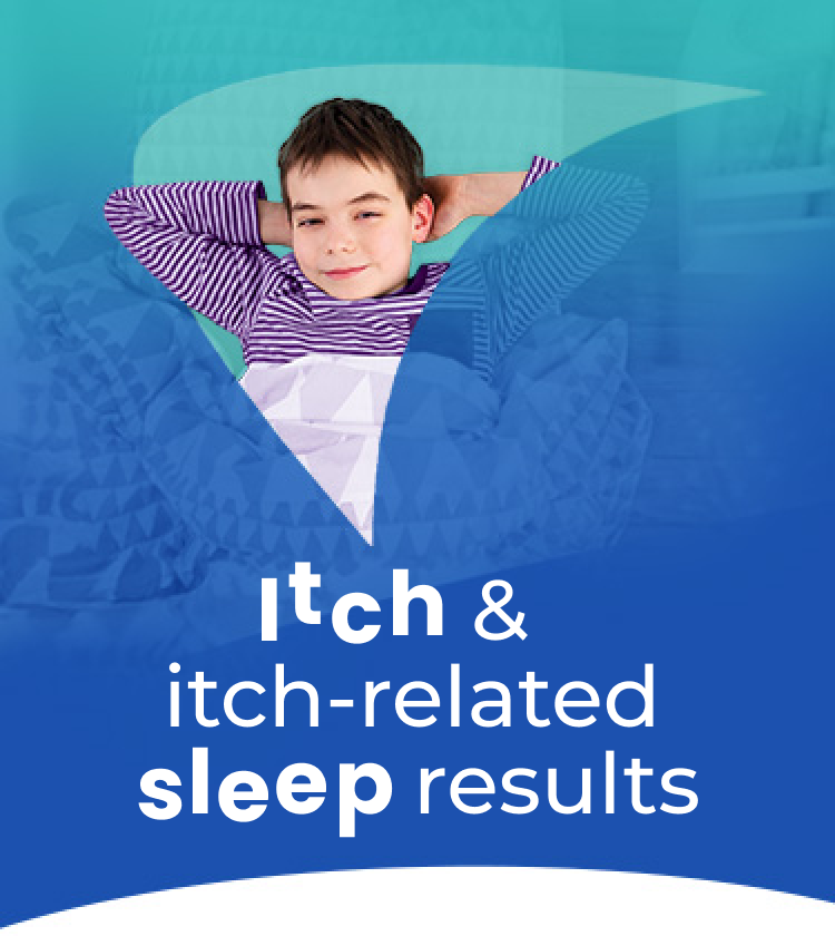 Itch and itch-related sleep results for PFIC. Picture of child lying awake in bed.