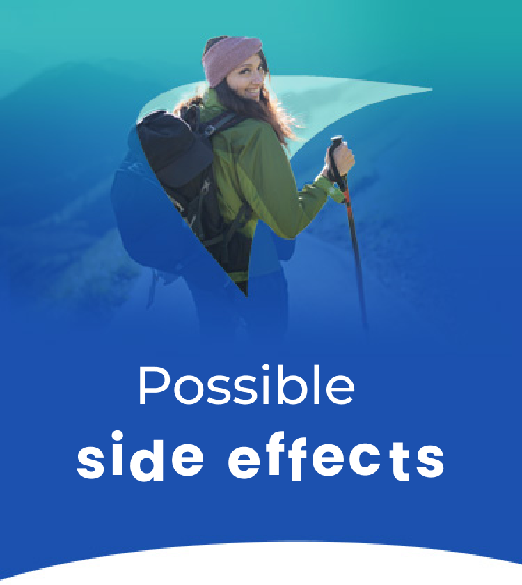 Possible side effects for PFIC. Picture of a young woman hiking.