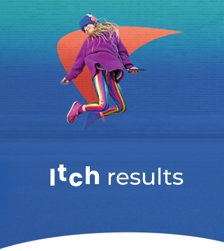 Itch results for Alagille syndrome. Picture of teenager jumping.