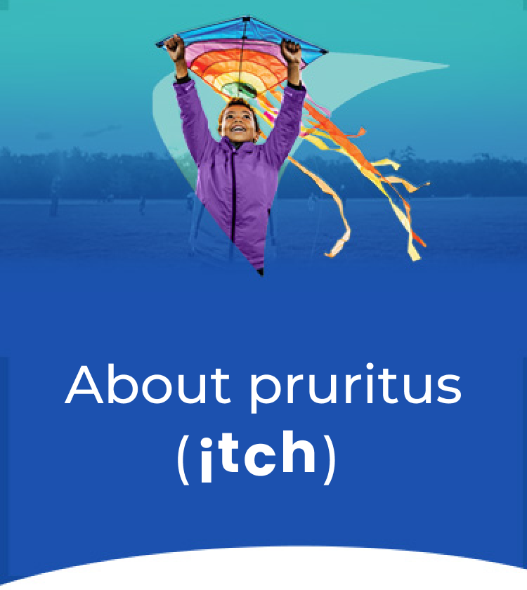 About pruritus (itch) in PFIC. Picture of child carrying a kite.