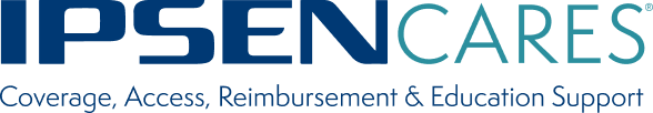 IPSEN CARES® Coverage, Access, Reimbursement & Education Support logo.