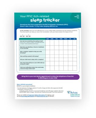 PFIC Itch-Related Sleep Tracker downloadable tool.