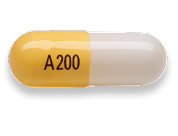 Yellow and white 200 mcg capsule
