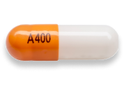 Orange and white 400 mcg capsule.