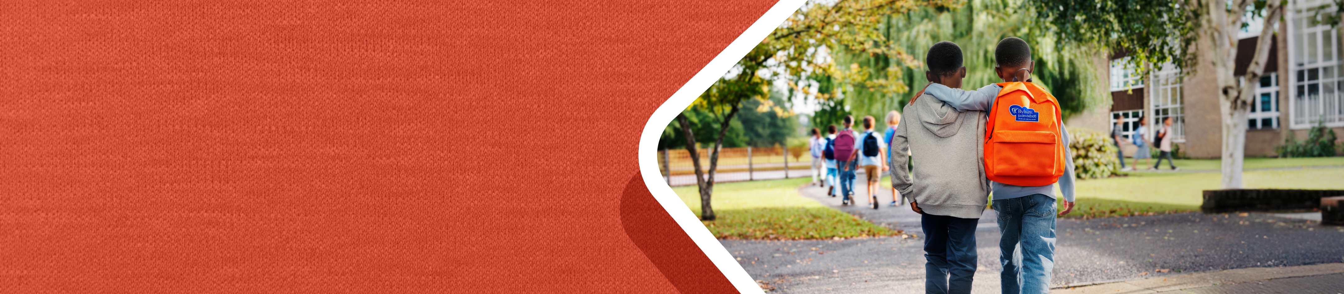 Itch-related sleep data. Picture of two boys walking to school; one wearing orange BYLVAY backpack.