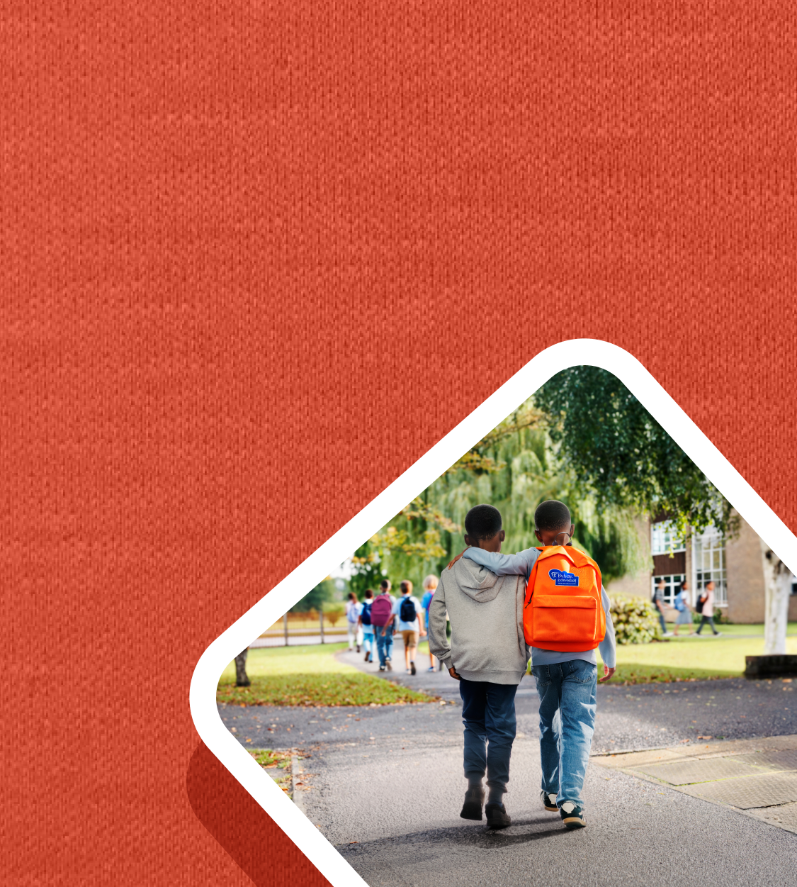 Itch-related sleep data. Picture of two boys walking to school; one wearing orange BYLVAY backpack.