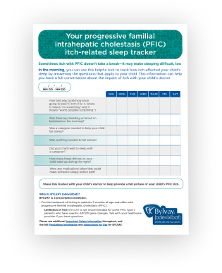 PFIC itch-related sleep tracker downloadable tool.