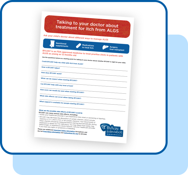 Talking to your doctor about Alagille syndrome downloadable tool.